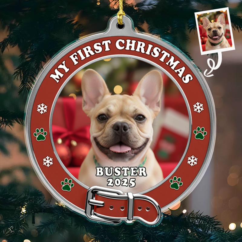 Custom Photo Acrylic Ornament - Personalized Christmas Gifts For Pet Lovers, Dog Moms And Dads, Cat Owners - My First Christmas Keepsake