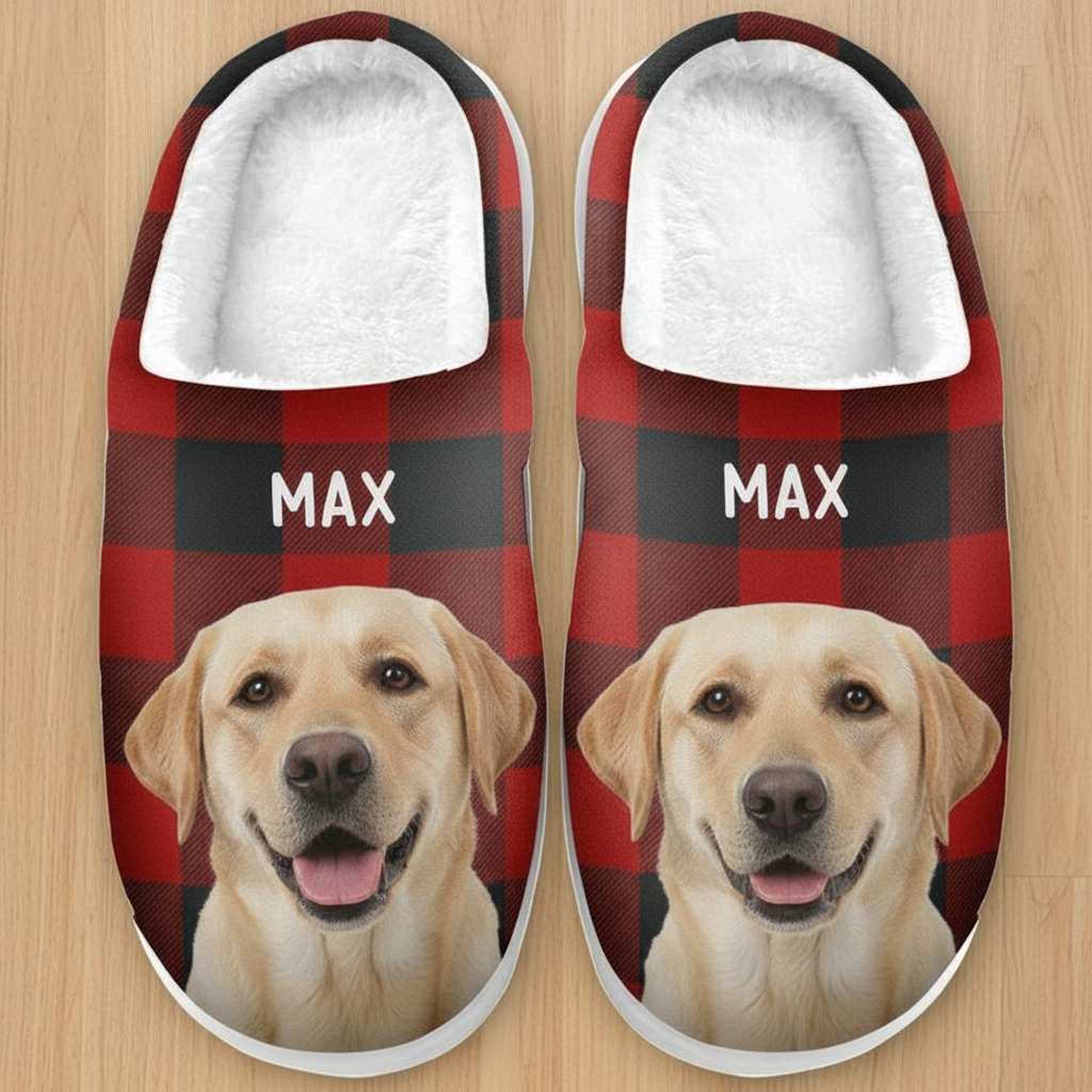 Custom Photo Fluffy Slippers - Personalized Pet Lover Gifts For Dog And Cat Owners