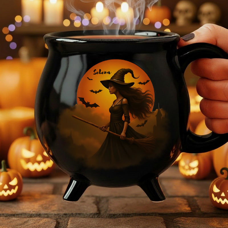 Witch Girl Halloween Cauldron Mug 11.5oz – Personalized Witchy Coffee Cup
