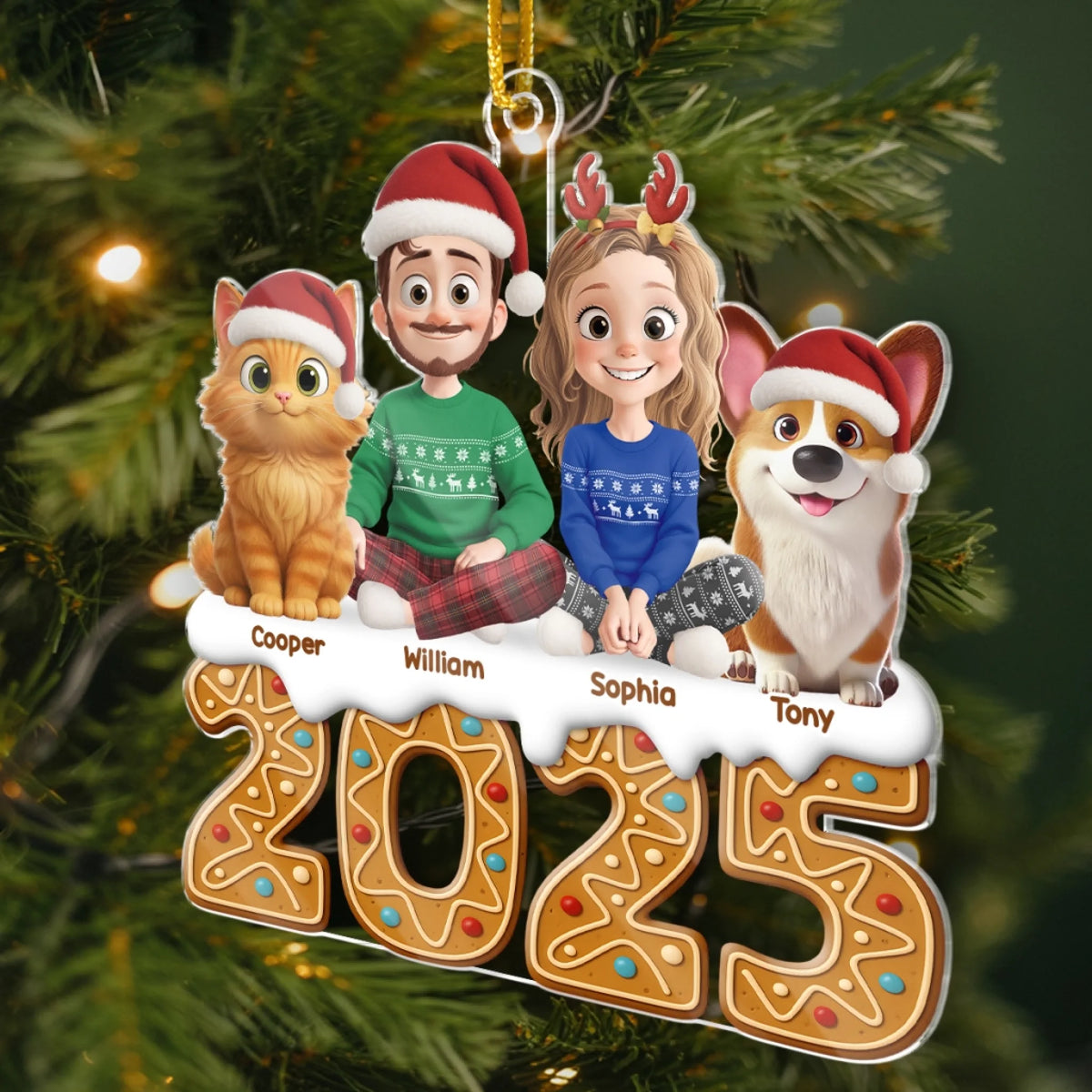 Personalized Acrylic Ornament – Christmas Gifts for Family and Pet Lovers