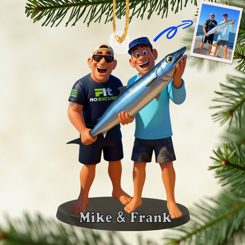 Custom Fishing Ornament – Personalized Acrylic Christmas Birthday Gift for Fishermen – Big Catch of the Year