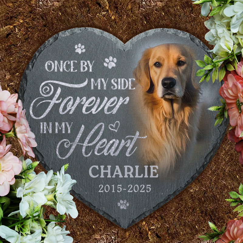 Custom Photo Pet Memorial Stone - Heart Shaped Keepsake