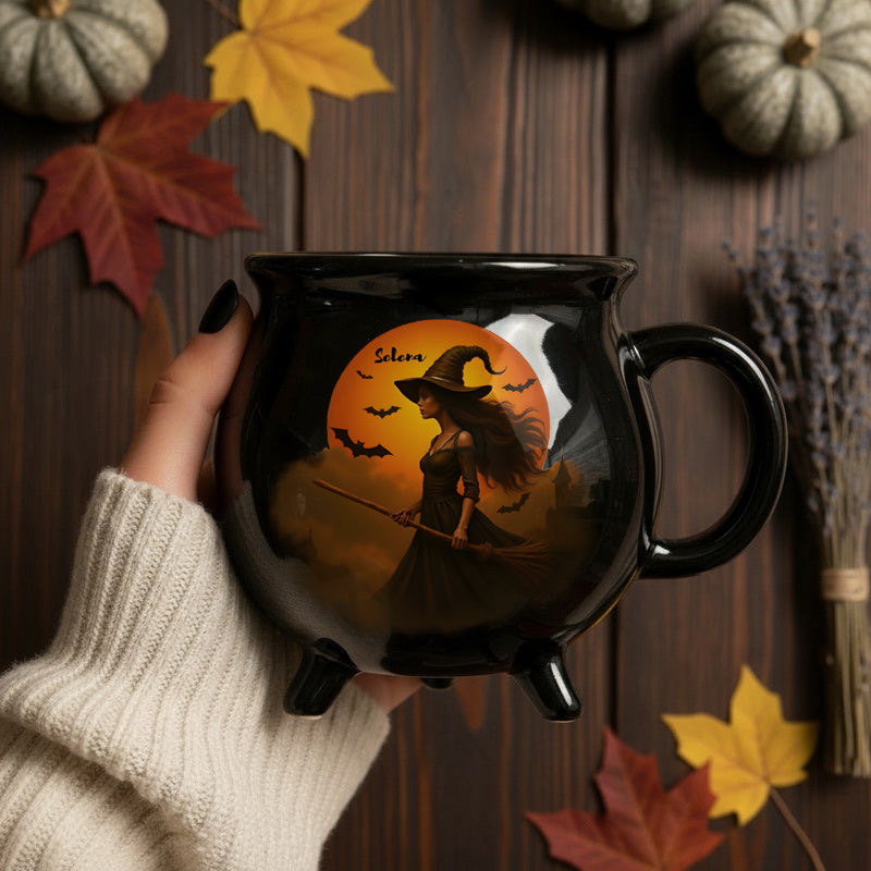 Witch Girl Halloween Cauldron Mug 11.5oz – Personalized Witchy Coffee Cup