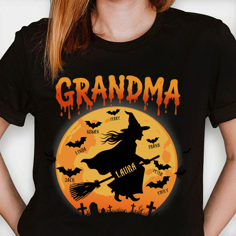 Personalized Halloween Grandma Shirt – Custom Witch Design with Kids’ Names