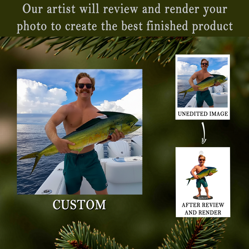 Custom Fishing Photo Acrylic Ornament – Personalized Christmas Birthday Gift for Fisherman – Catch of the Day