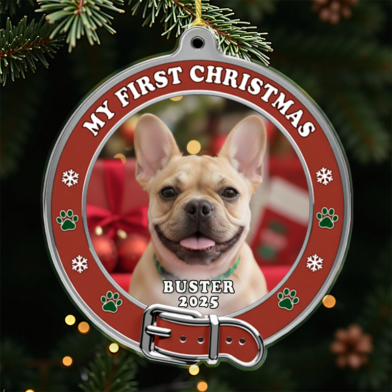Custom Photo Acrylic Ornament - Personalized Christmas Gifts For Pet Lovers, Dog Moms And Dads, Cat Owners - My First Christmas Keepsake