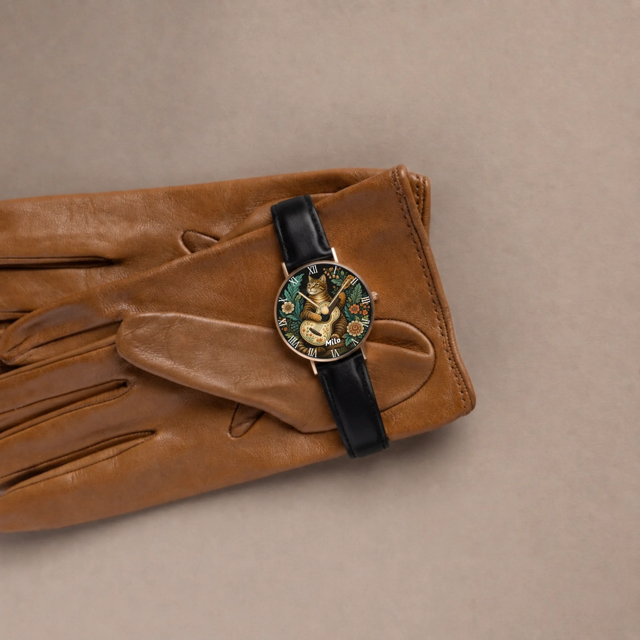 custom-black-gold-leather-watch-gloves-still-life