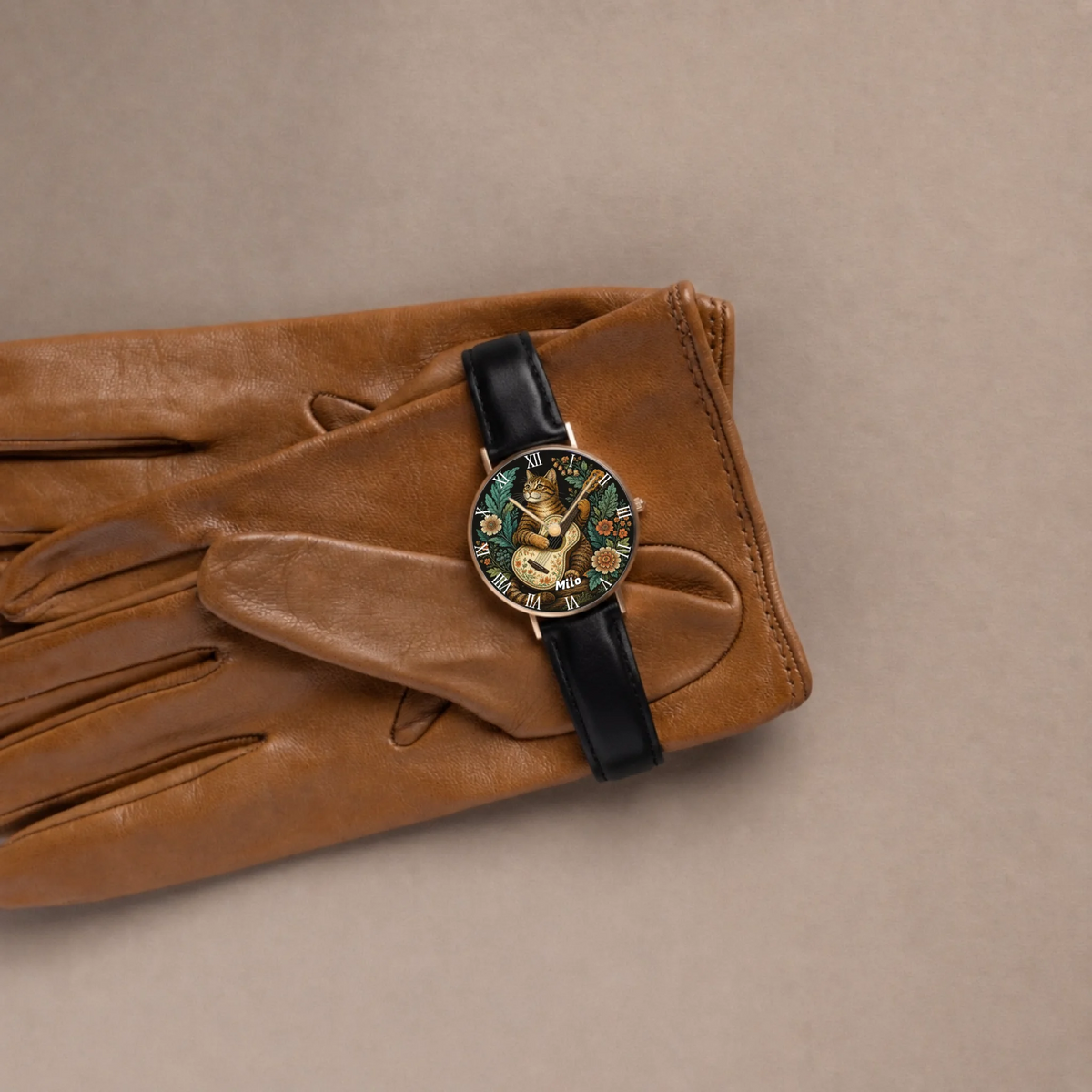 custom-black-gold-leather-watch-gloves-still-life