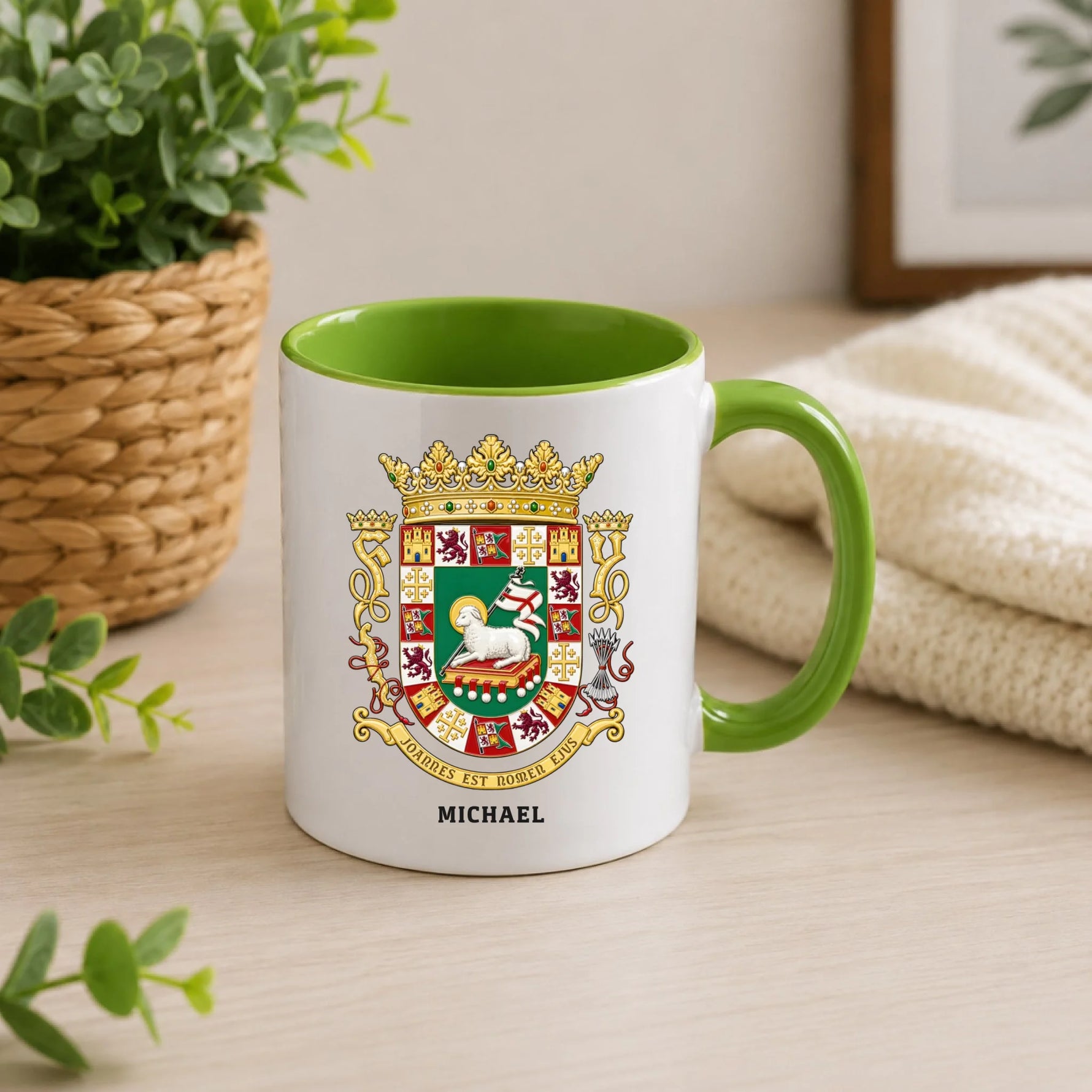 2 personalized-photo-ceramic-mug-green-handle-lifestyle