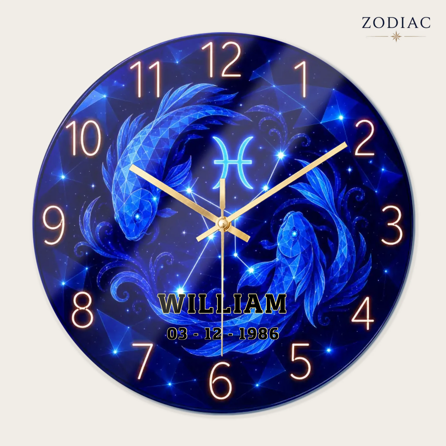 1-custom-round-glass-wall-clock-gold-hands-front-view